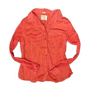 🌺🧡📬 Aeropostale Signature Button-Up · Coral · XL
